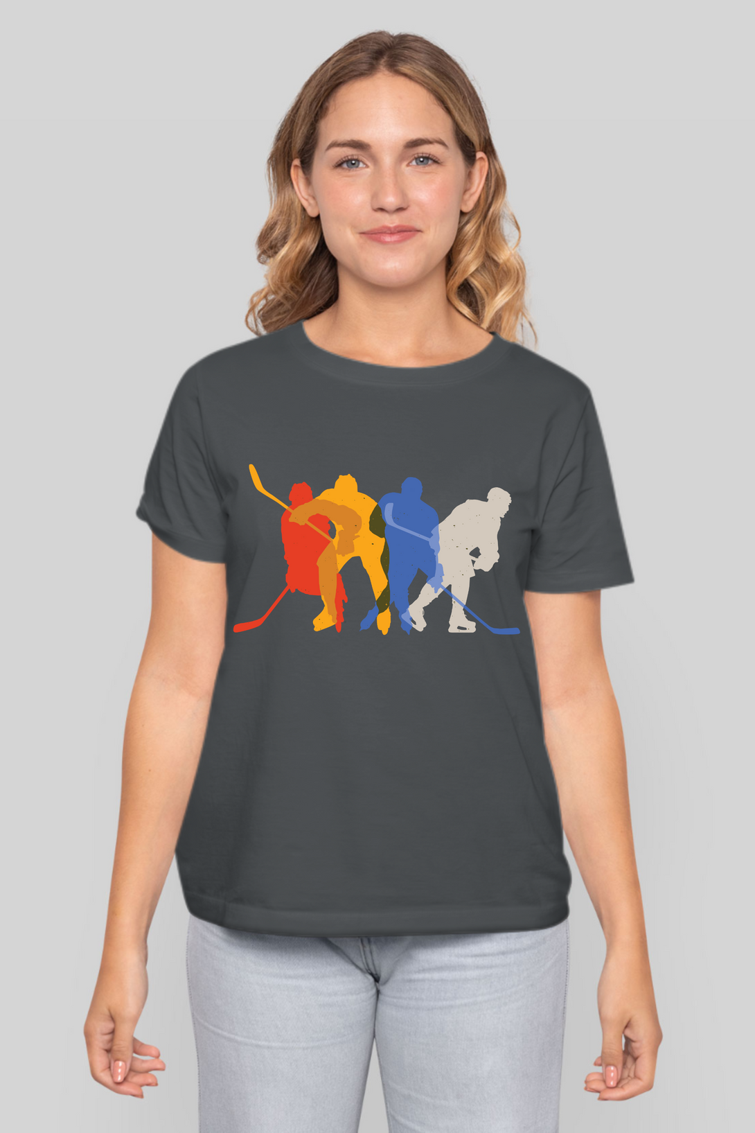 Hockey Players Printed T-Shirt For Women - WowWaves - 5