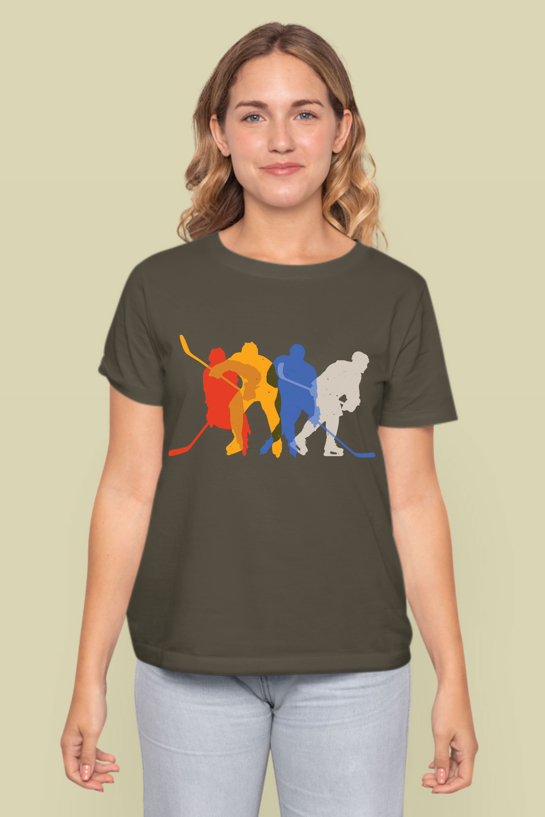 Hockey Players Printed T-Shirt For Women - WowWaves - 6