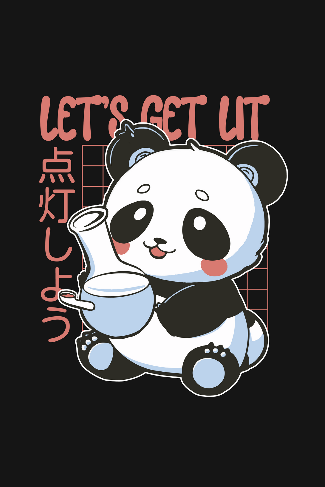Panda With Bong Printed Oversized T-Shirt For Women - WowWaves - 1