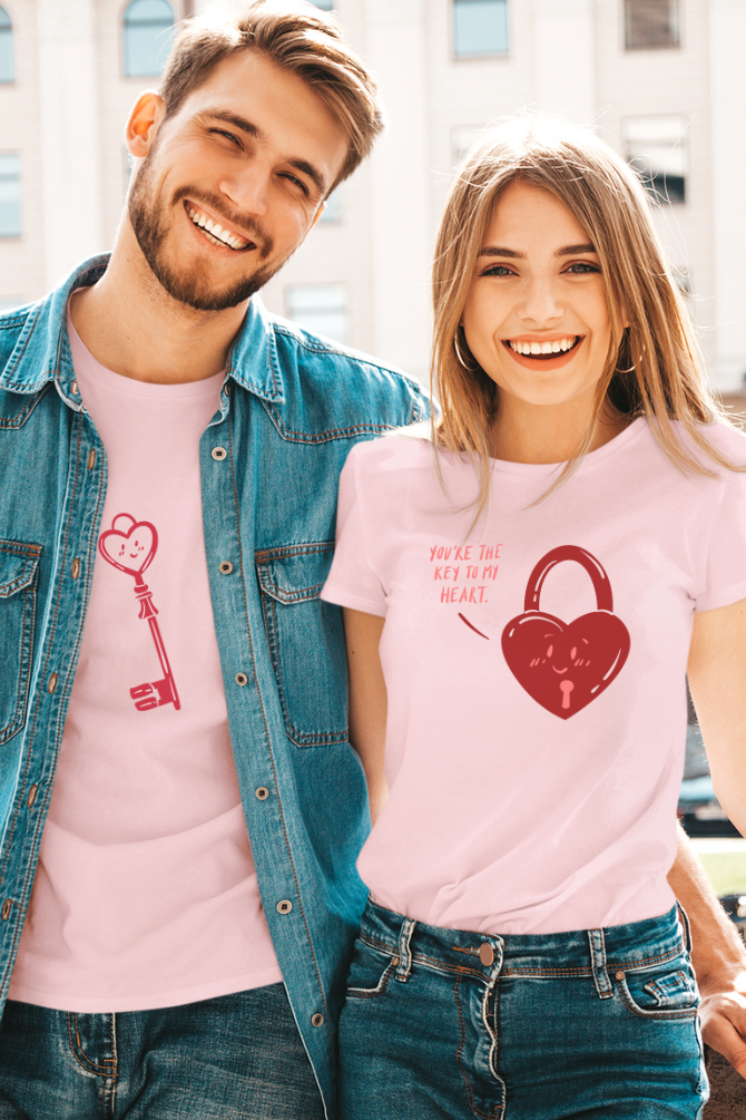 Key Lock Couple T Shirt - WowWaves