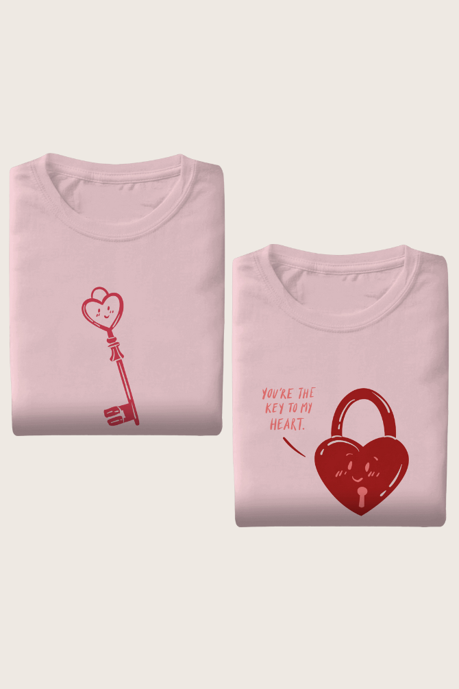 Key Lock Couple T Shirt - WowWaves - 1
