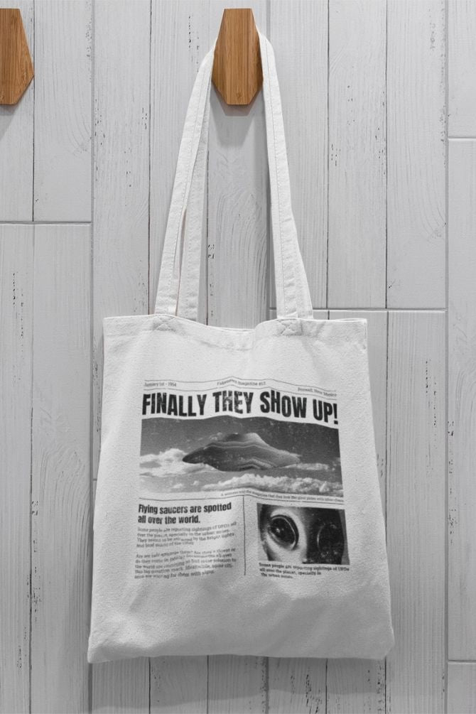 Spaceship Newspaper Zipper Tote Bag -2