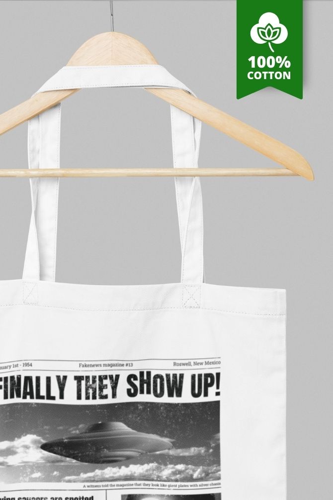 Spaceship Newspaper Zipper Tote Bag -3