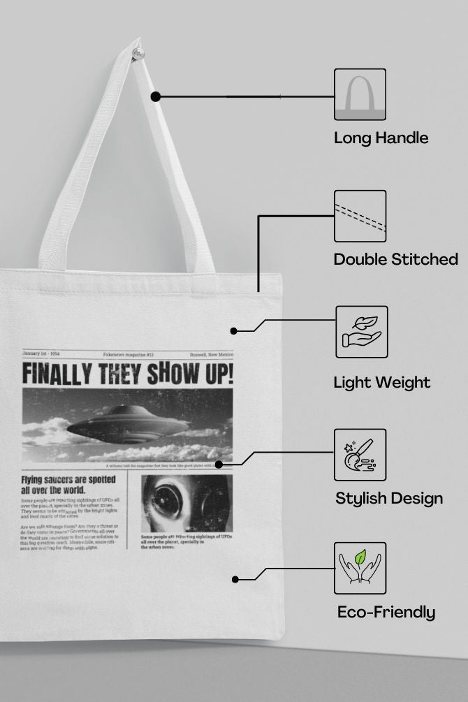 Spaceship Newspaper Zipper Tote Bag -4