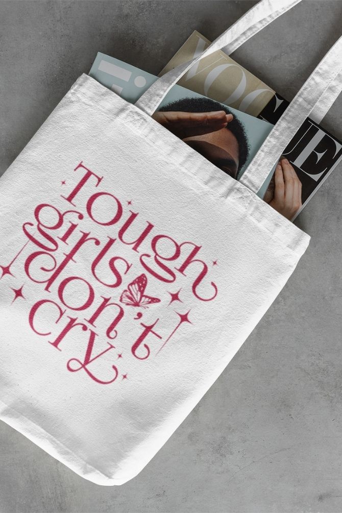 Tough Girls Quote Zipper Tote Bag -1