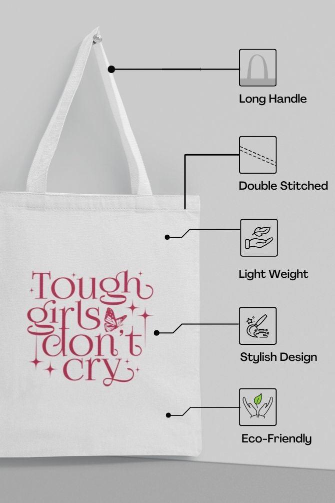 Tough Girls Quote Zipper Tote Bag -4