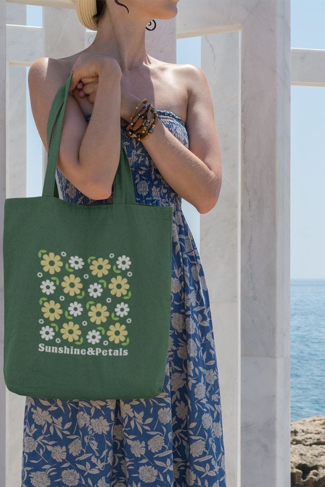 Sunshine Petals Zipper Tote Bag