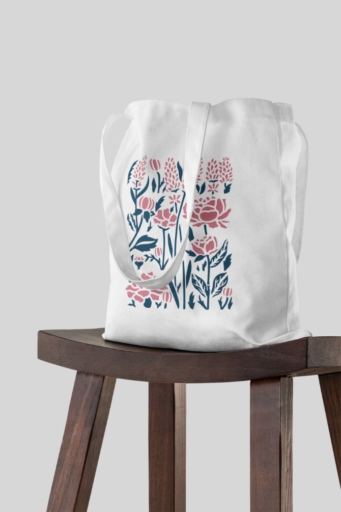 Cut Out Pink Flowers Zipper Tote Bag -2