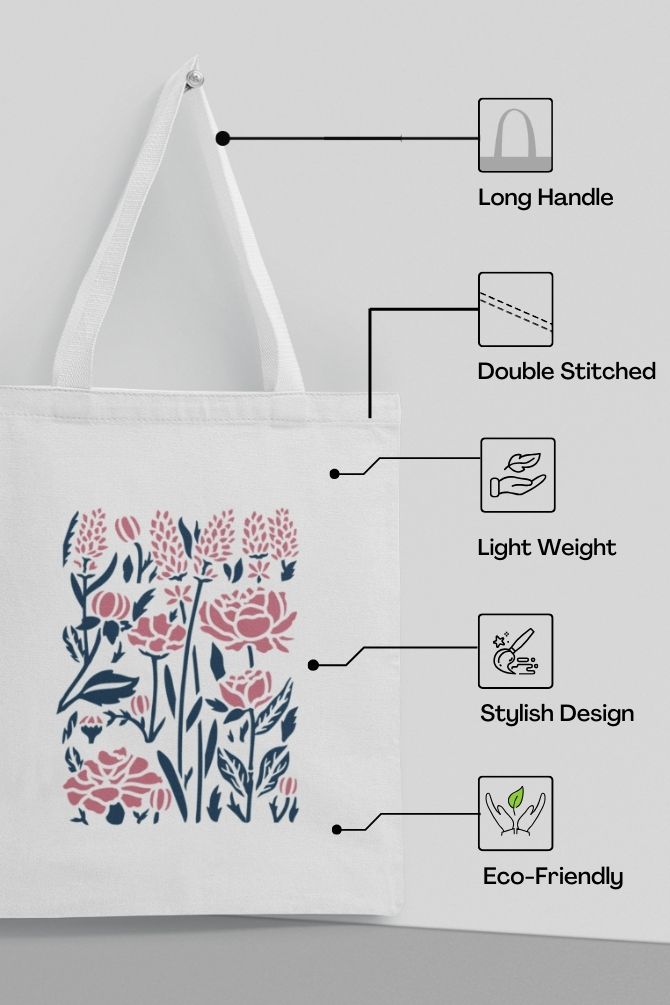 Cut Out Pink Flowers Zipper Tote Bag -4