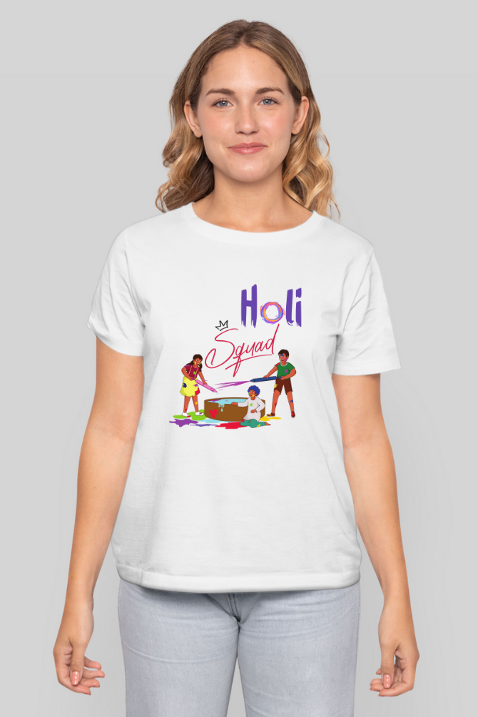 Holi Squad T-Shirt For Women - WowWaves - 4