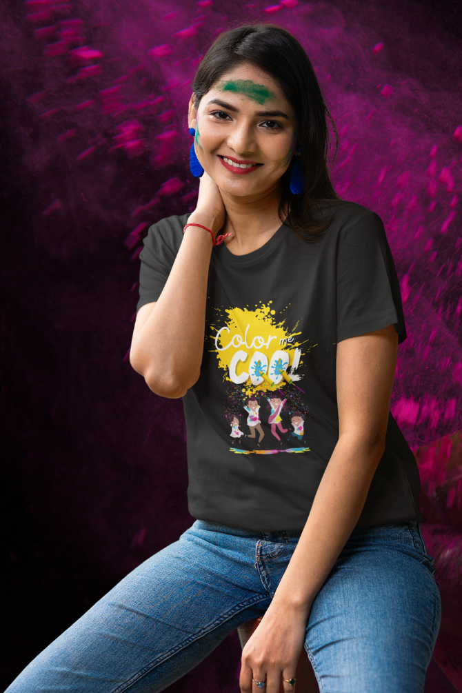 Color Me Cool Holi T-Shirt For Women - WowWaves - 2