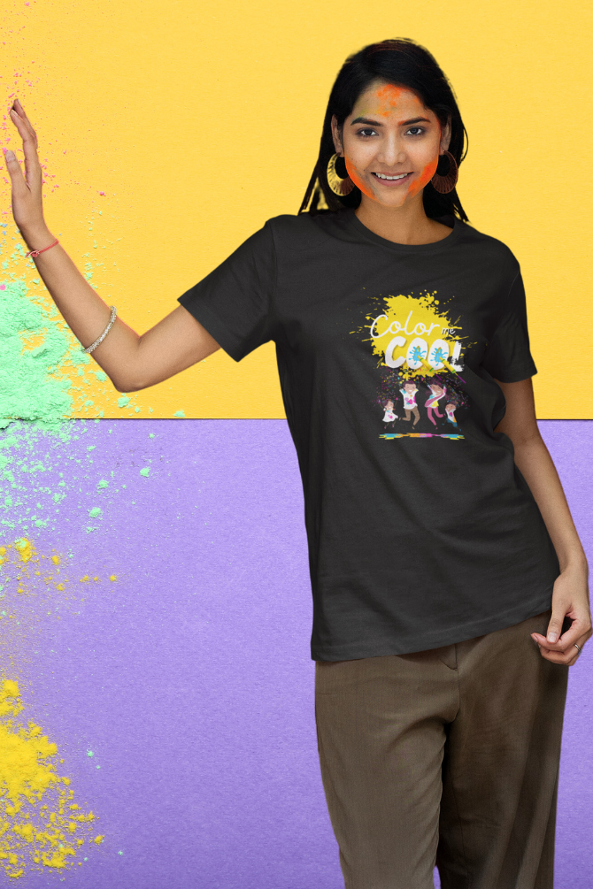 Color Me Cool Holi T-Shirt For Women - WowWaves