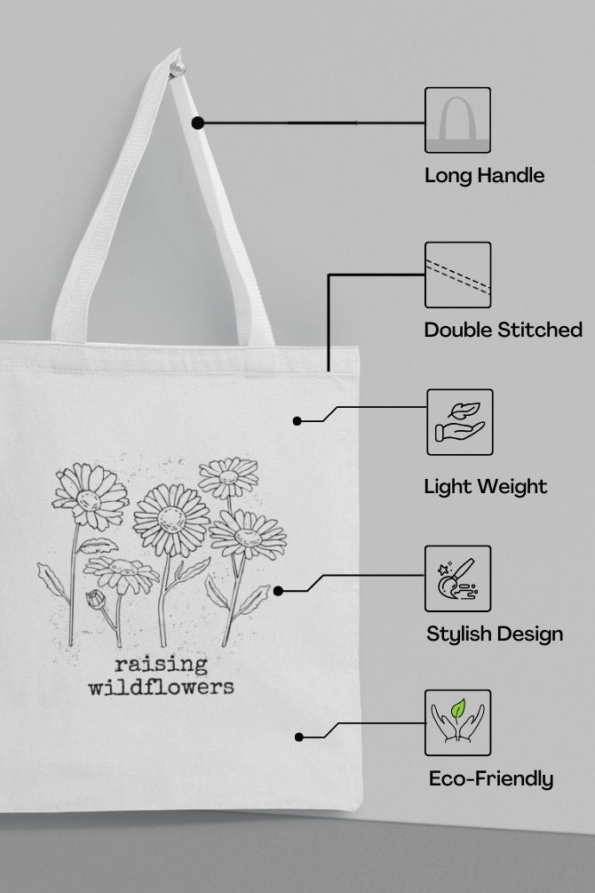 Daisy Growing Flowers Zipper Tote Bag -5