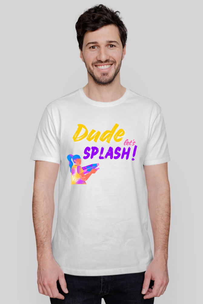 Dude Let'S Splash! Holi T-Shirt For Men - WowWaves - 4