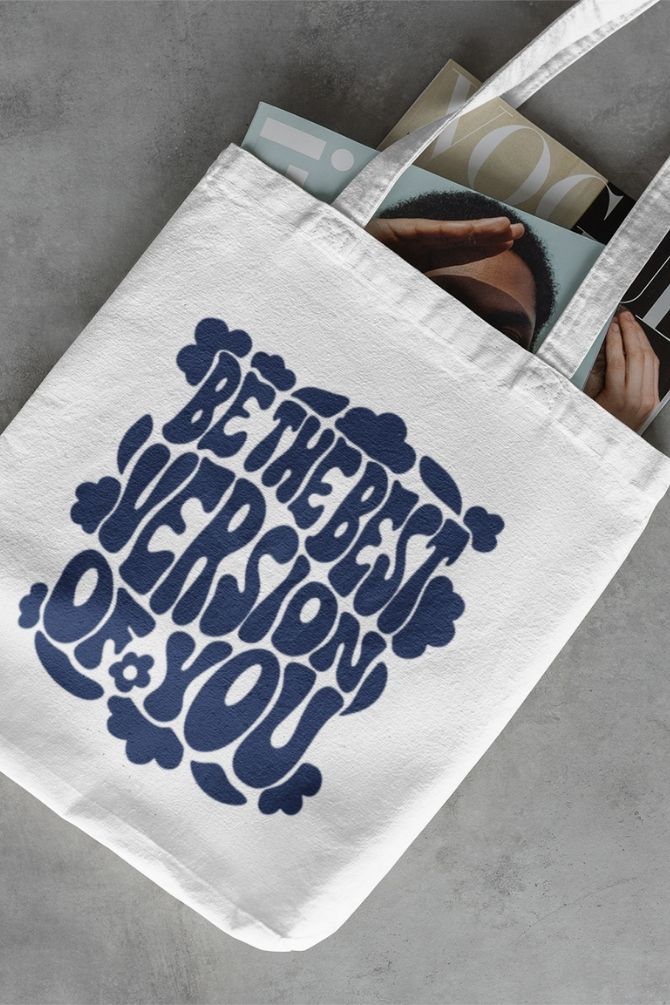 Best Version Of You Quote Zipper Tote Bag -1