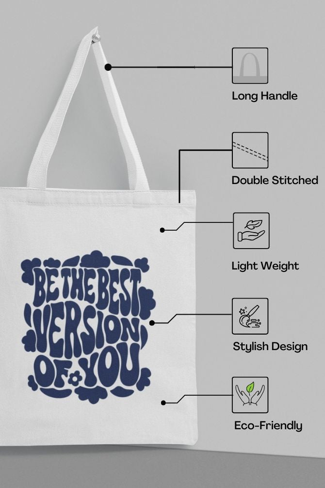 Best Version Of You Quote Zipper Tote Bag -5