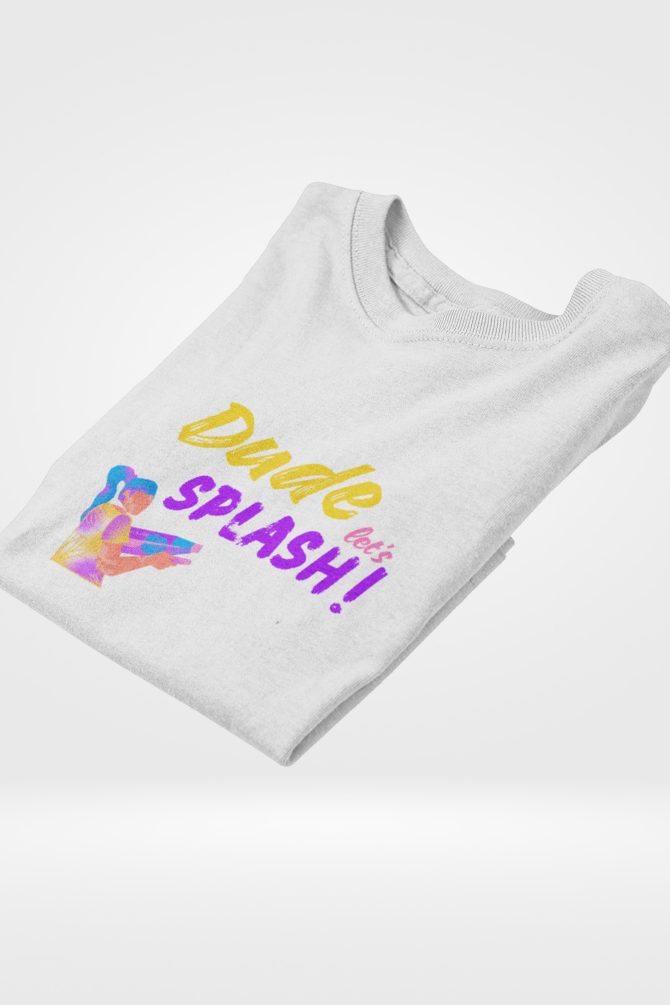 Dude Let'S Splash! Holi T-Shirt For Men - WowWaves - 3