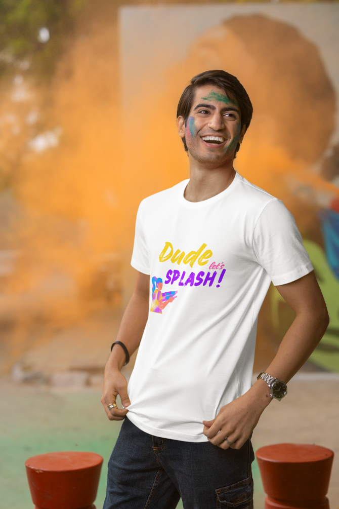 Dude Let'S Splash! Holi T-Shirt For Men - WowWaves - 2