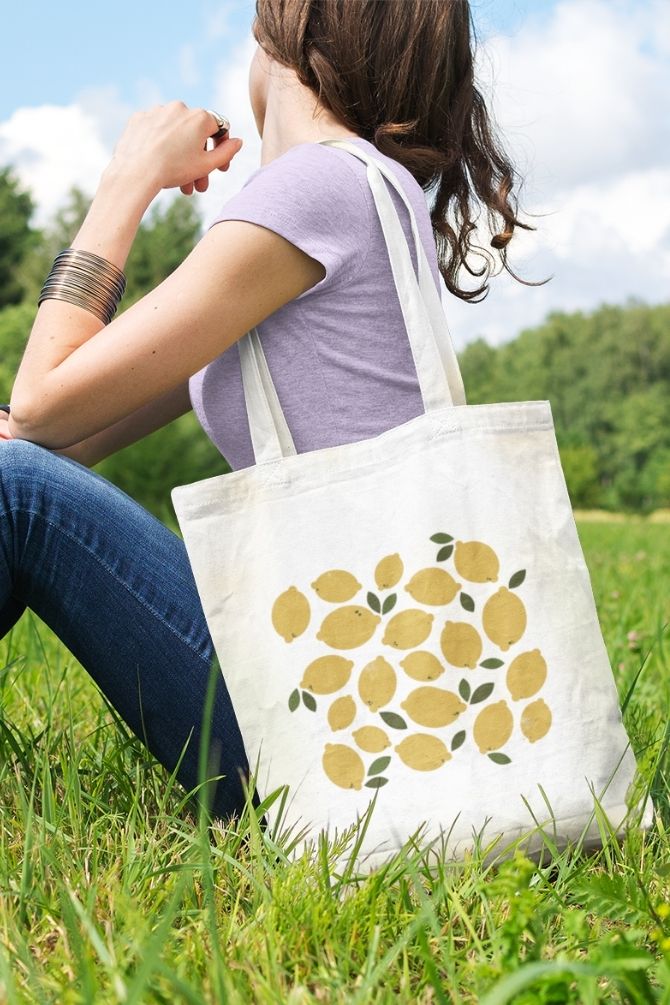 Lemons Fruit Zipper Tote Bag