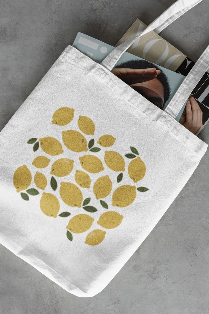 Lemons Fruit Zipper Tote Bag -1