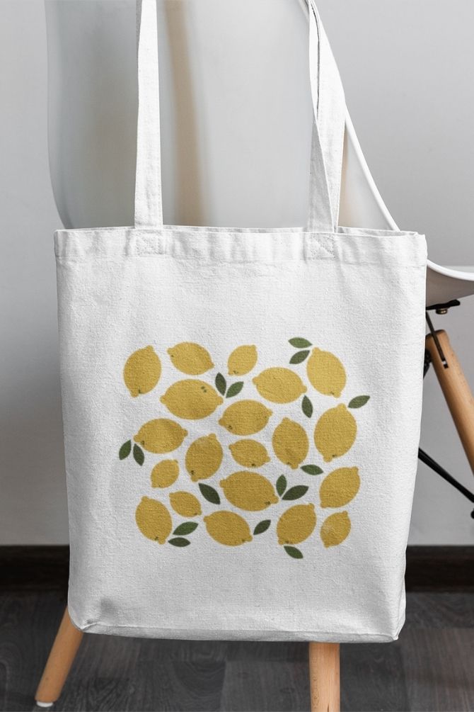 Lemons Fruit Zipper Tote Bag -2