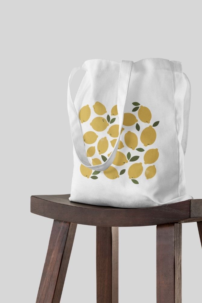 Lemons Fruit Zipper Tote Bag -4