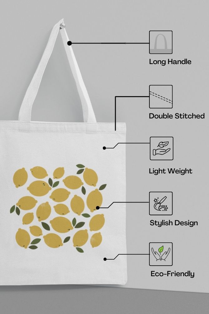 Lemons Fruit Zipper Tote Bag -5