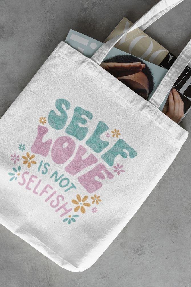 Floral Self Love Zipper Tote Bag -1