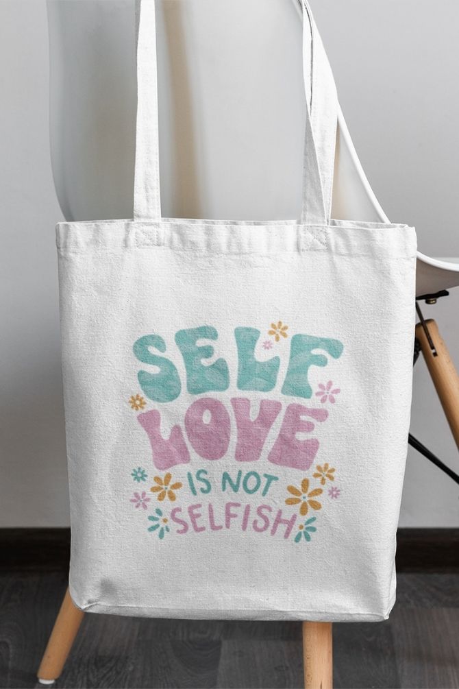 Floral Self Love Zipper Tote Bag -2