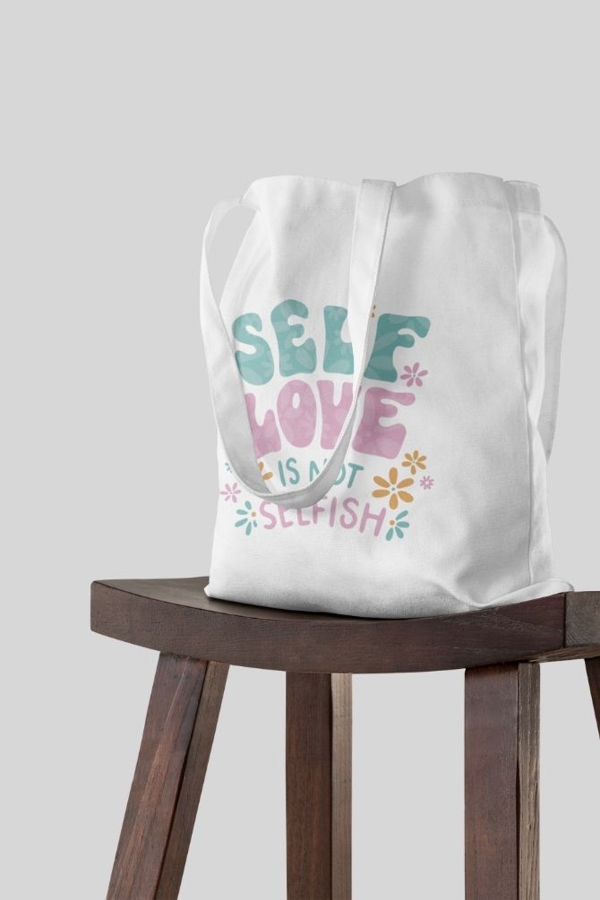 Floral Self Love Zipper Tote Bag -3