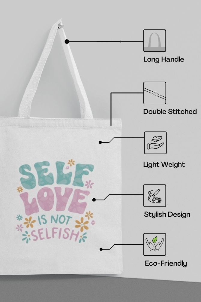 Floral Self Love Zipper Tote Bag -5