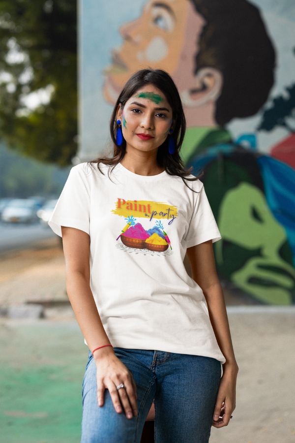 Paint The Party Holi T-Shirt For Women - WowWaves