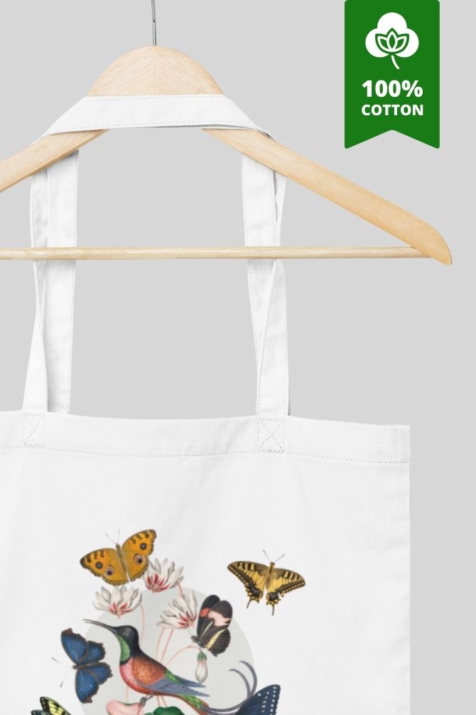 Humming Bird And Butterflies Zipper Tote Bag -3