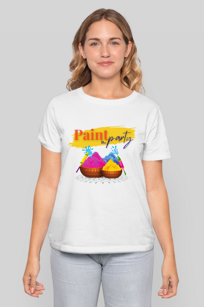 Paint The Party Holi T-Shirt For Women - WowWaves - 4