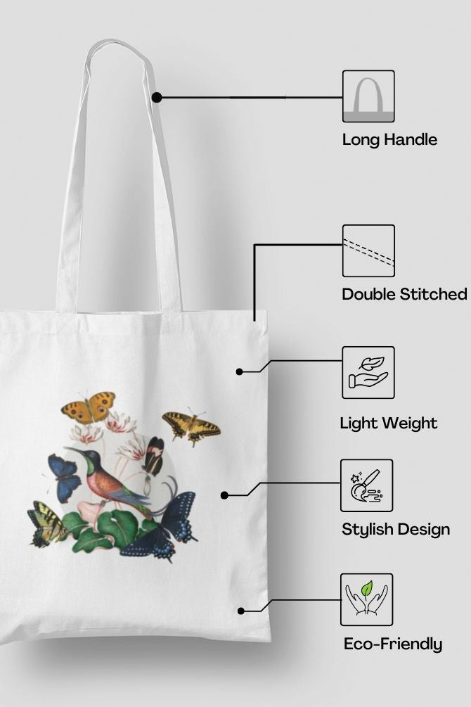 Humming Bird And Butterflies Zipper Tote Bag -6