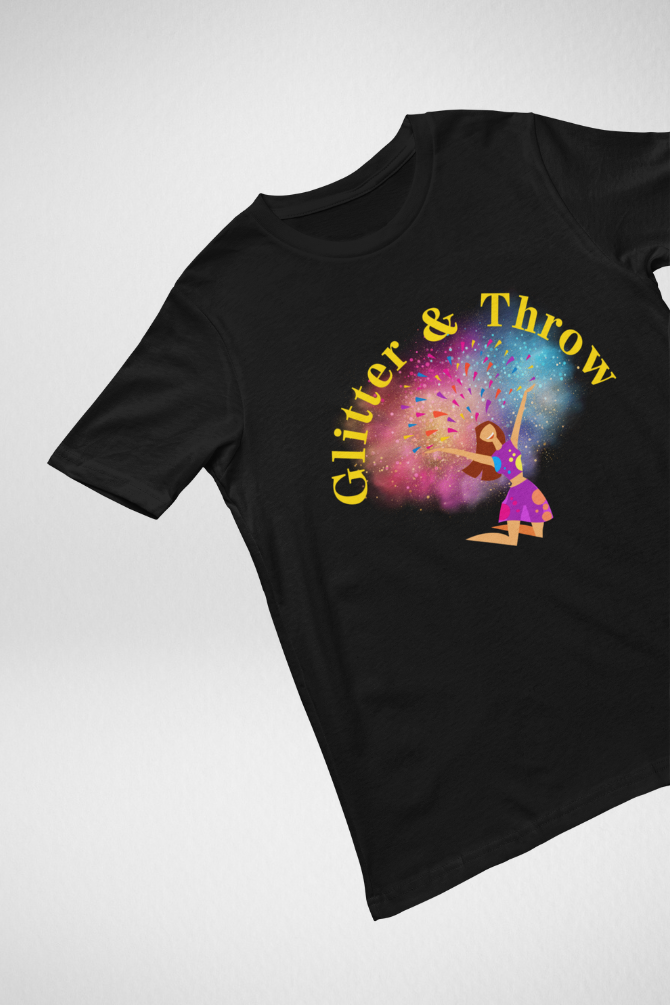 Glitter & Throw Holi T-Shirt For Women - WowWaves - 5