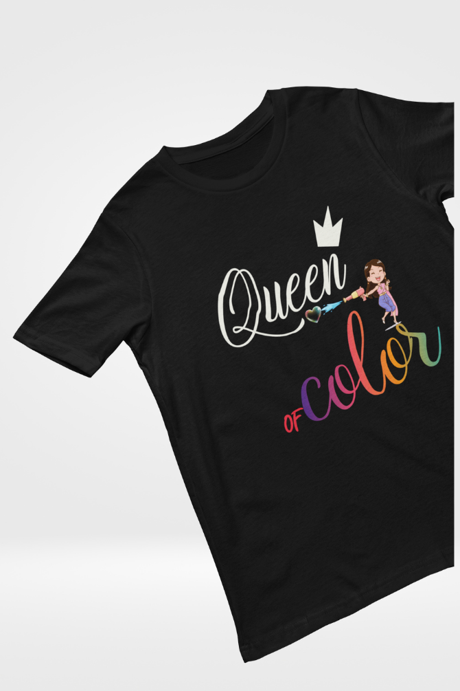 Queen Of Colors Holi T-Shirt For Women - WowWaves - 5