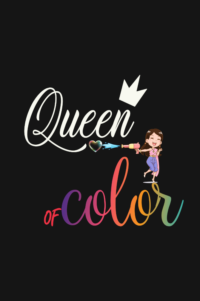 Queen Of Colors Holi T-Shirt For Women - WowWaves - 1