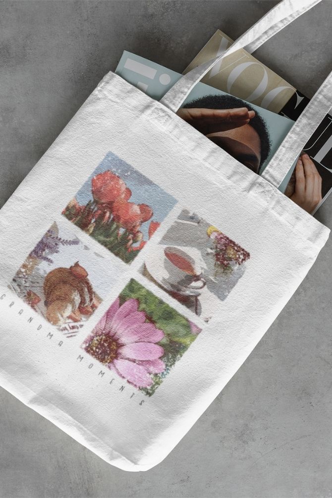 Grandma Paintings Zipper Tote Bag -1