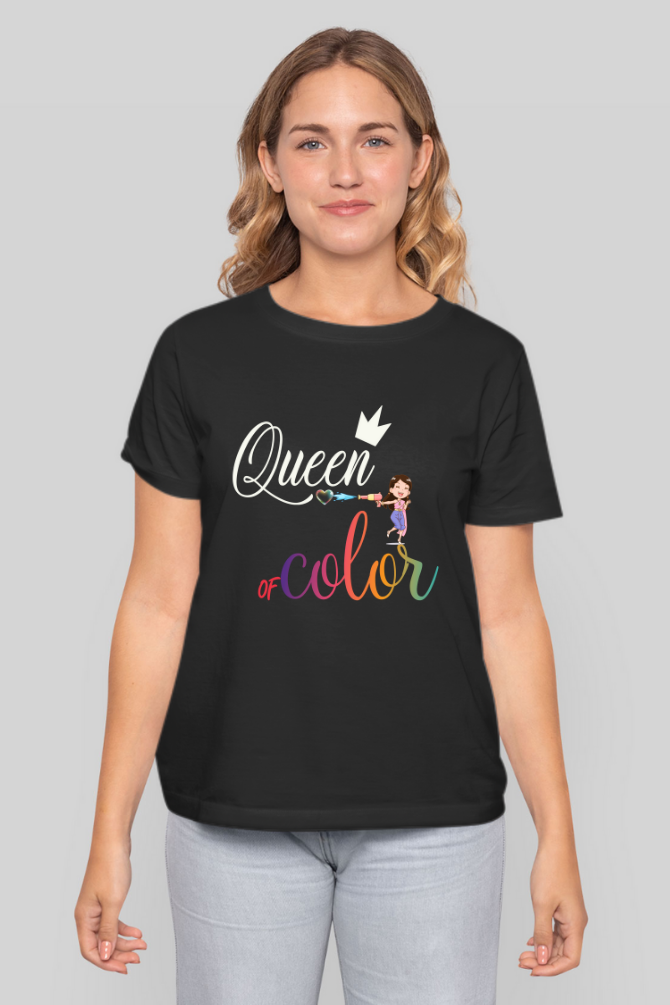 Queen Of Colors Holi T-Shirt For Women - WowWaves - 4