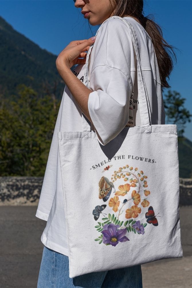 Smell The Flowers Zipper Tote Bag