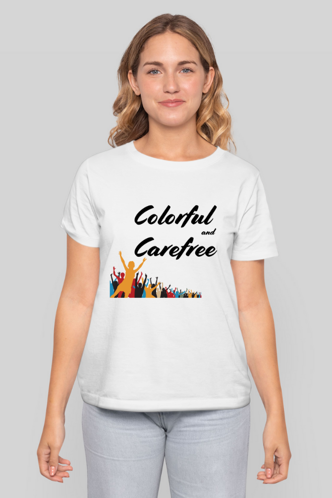 Colorful & Carefree Holi T-Shirt For Women - WowWaves - 3