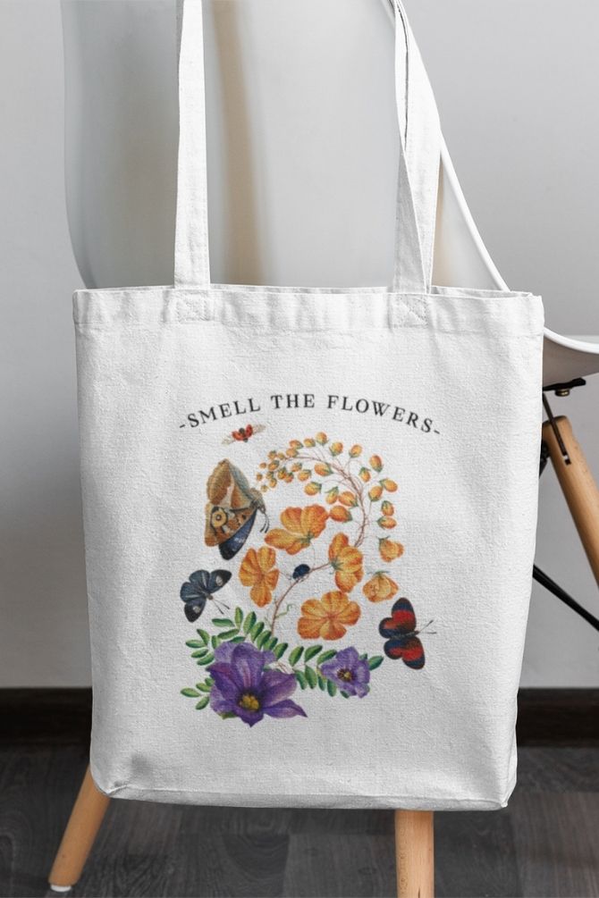 Smell The Flowers Zipper Tote Bag -2