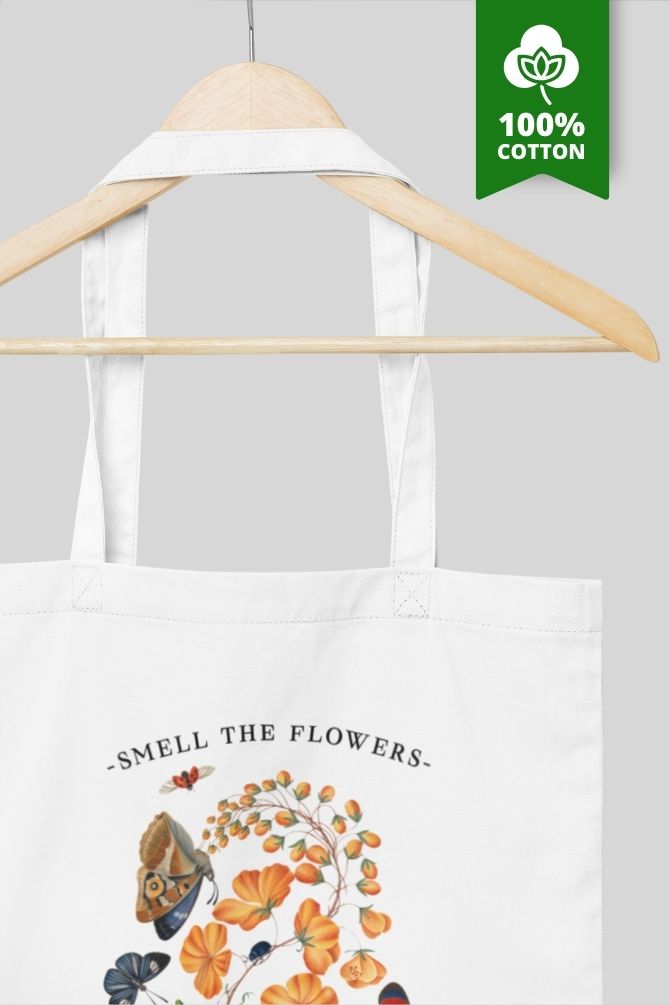 Smell The Flowers Zipper Tote Bag -4