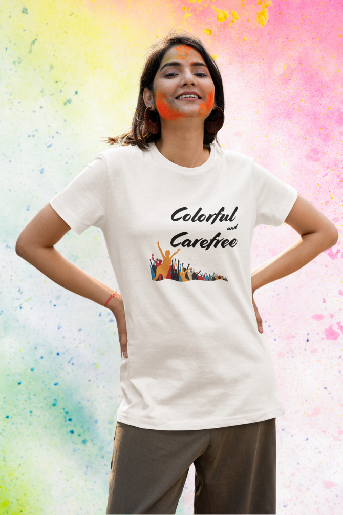 Colorful & Carefree Holi T-Shirt For Women - WowWaves - 2