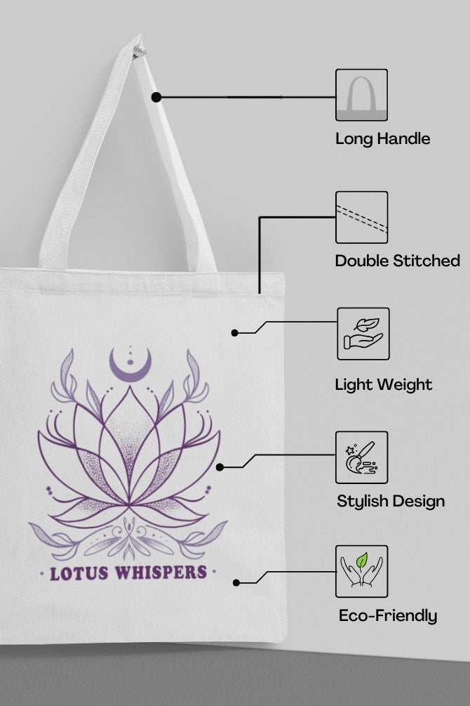 Lotus Whispers Zipper Tote Bag -5