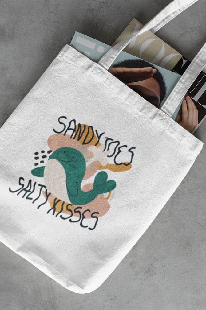 Sandy Toes Beach Whale Zipper Tote Bag -1