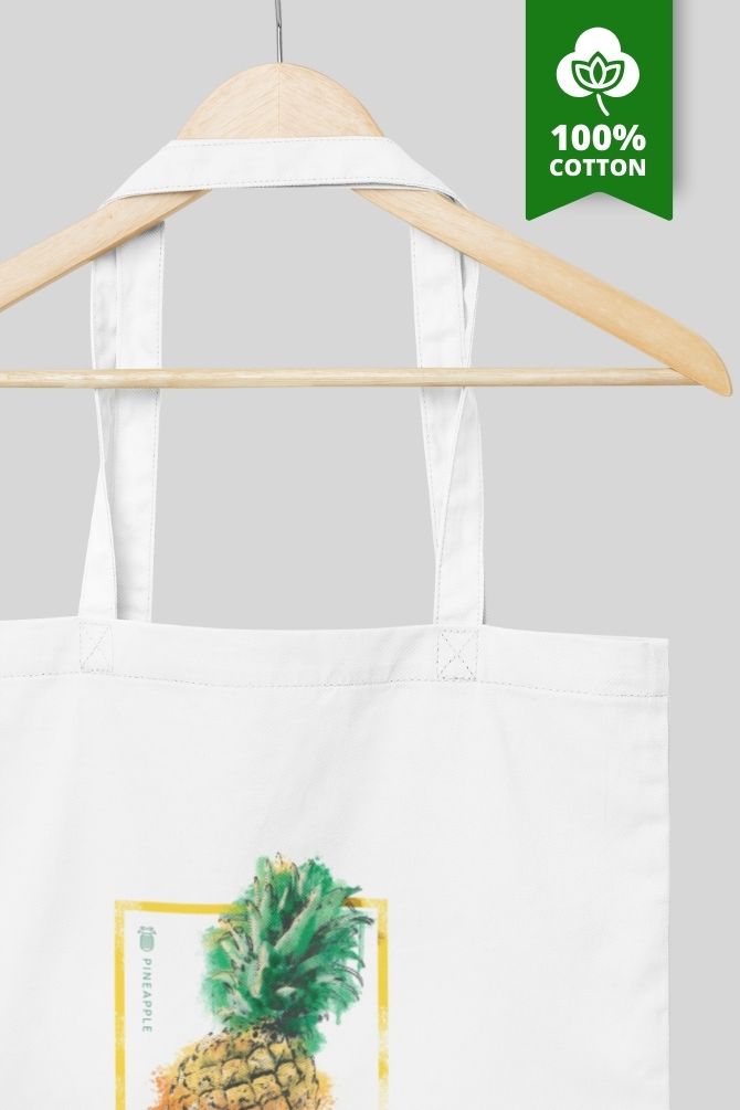 Pineapple Fruit Watercolor Zipper Tote Bag -4