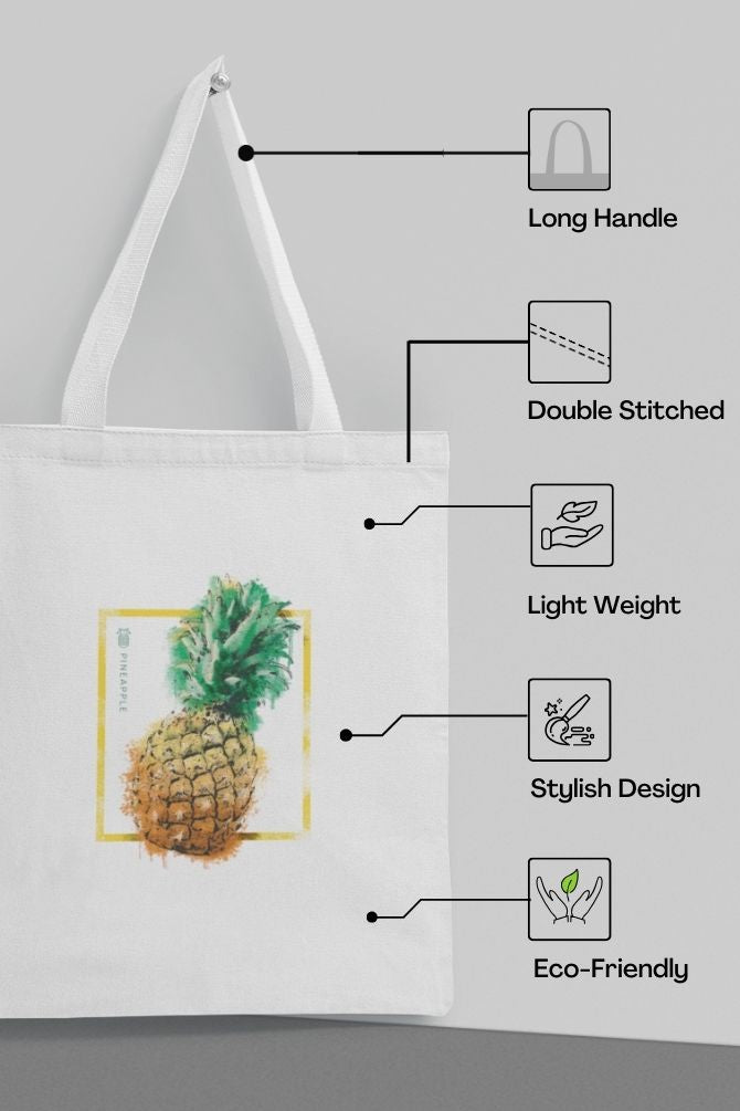 Pineapple Fruit Watercolor Zipper Tote Bag -5