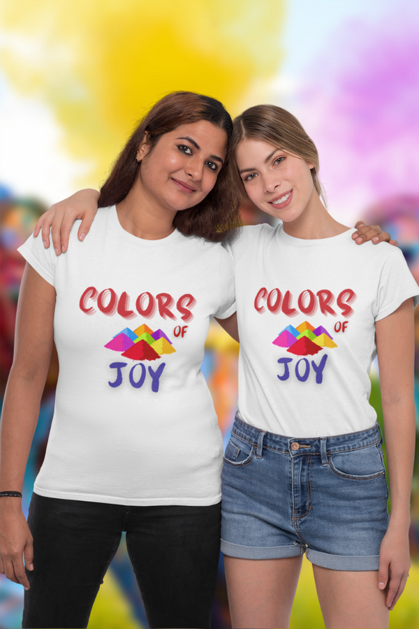 Colors Of Joy Holi T-Shirt For Women - WowWaves